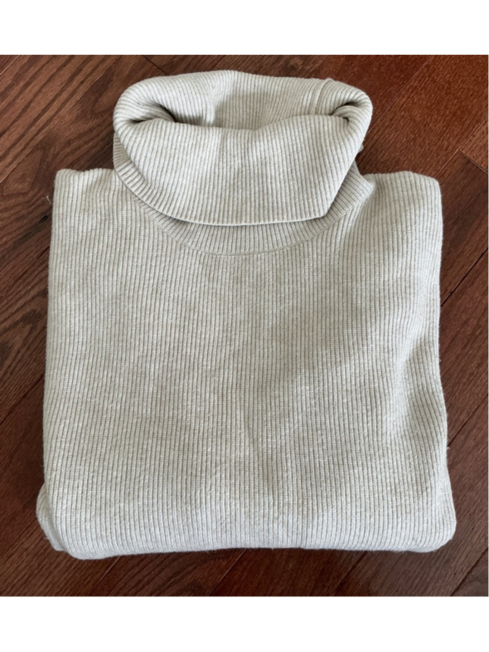 Women's Free People Beige Oversized Ribbed Turtleneck Sweater - Small - Picture 4 of 4